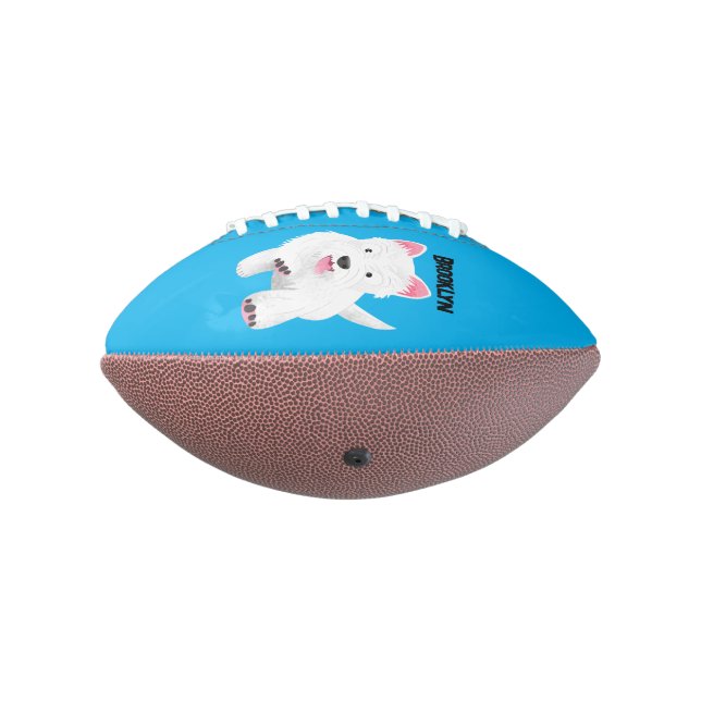 Cute white west highland terrier cartoon football (Rotated 270)