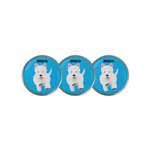 Cute white west highland terrier cartoon golf ball marker