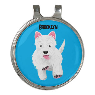 Cute white west highland terrier cartoon golf hat clip