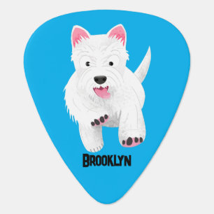 Cute white west highland terrier cartoon guitar pick
