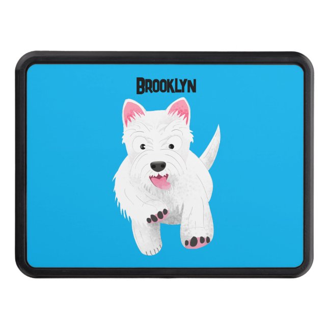 Cute white west highland terrier cartoon hitch cover (Front)