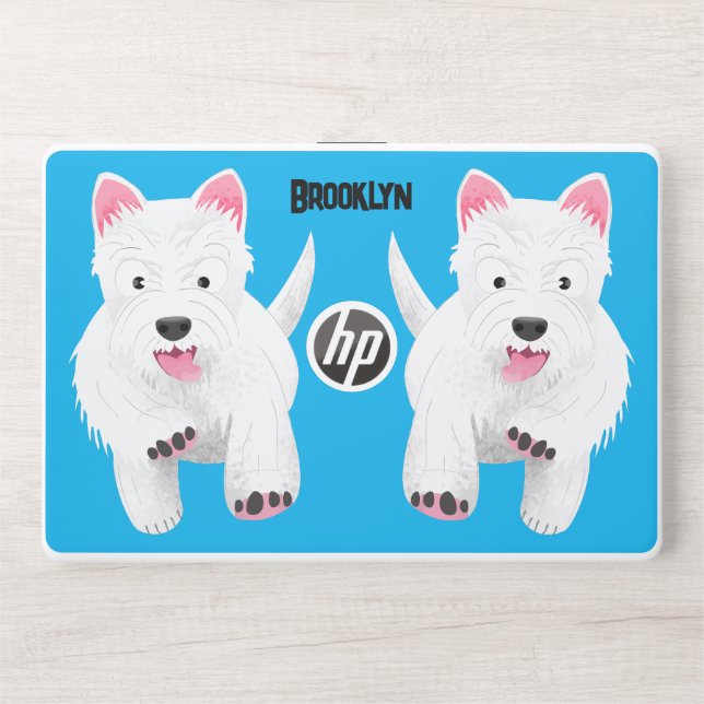 Cute white west highland terrier cartoon HP laptop skin (Front)
