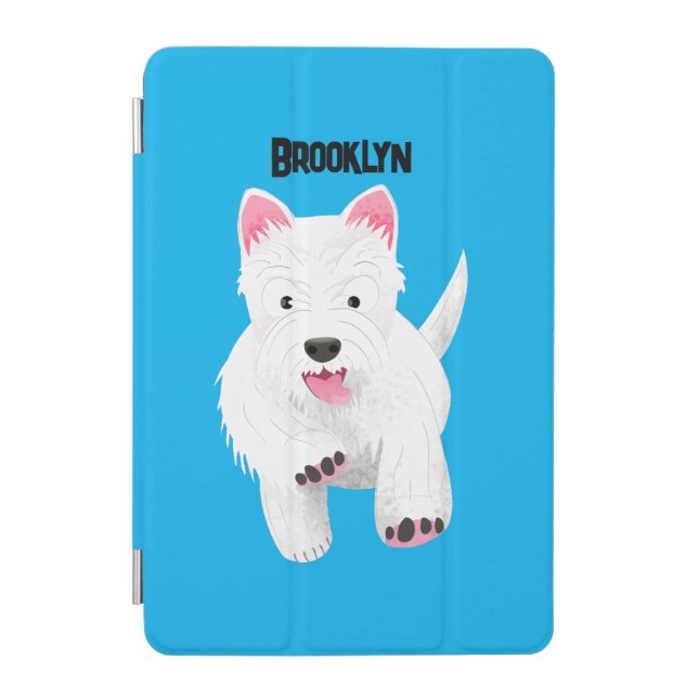 Cute white west highland terrier cartoon iPad mini cover (Front)
