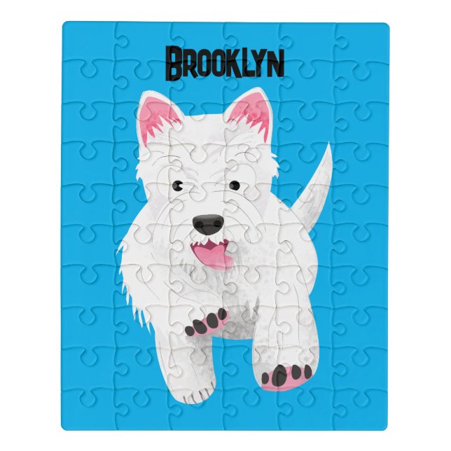 Cute white west highland terrier cartoon jigsaw puzzle (Puzzle Vertical)
