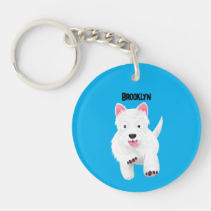 Cute white west highland terrier cartoon keychain