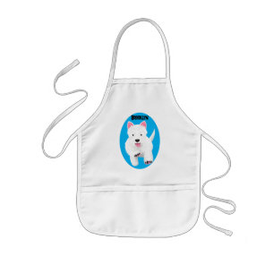 Cute white west highland terrier cartoon kids' apron
