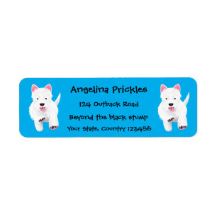 Cute white west highland terrier cartoon label