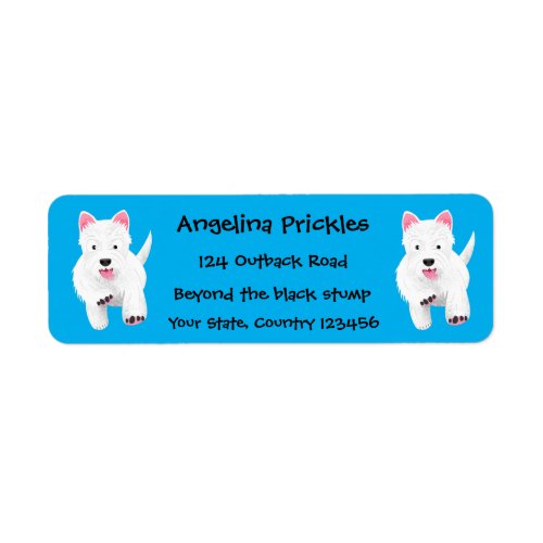 Cute white west highland terrier cartoon label