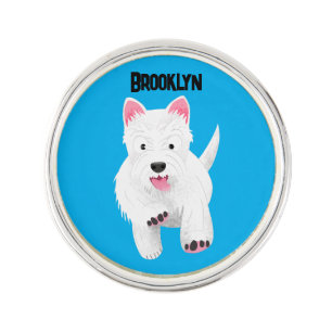 Cute white west highland terrier cartoon lapel pin