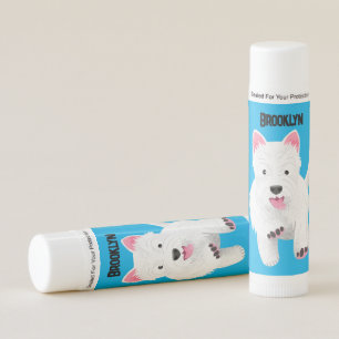Cute white west highland terrier cartoon lip balm