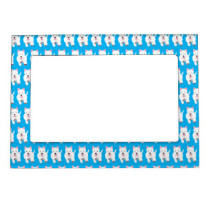Cute white west highland terrier cartoon magnetic frame