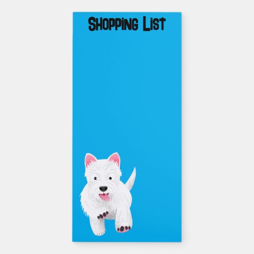 Cute white west highland terrier cartoon magnetic notepad