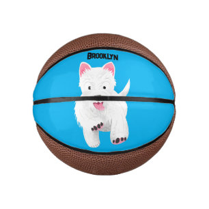 Cute white west highland terrier cartoon mini basketball