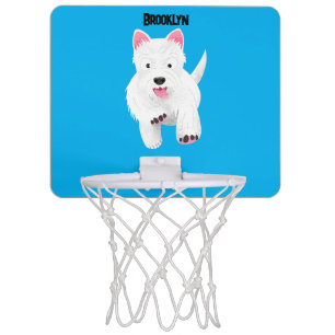 Cute white west highland terrier cartoon mini basketball hoop
