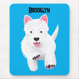 Cute white west highland terrier cartoon mouse pad