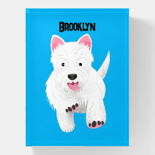Cute white west highland terrier cartoon paperweight