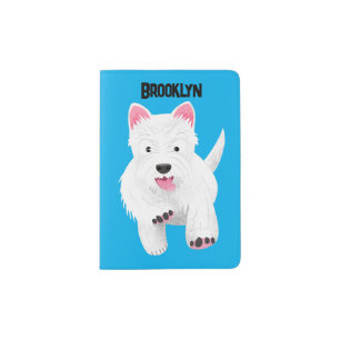 Cute white west highland terrier cartoon passport holder