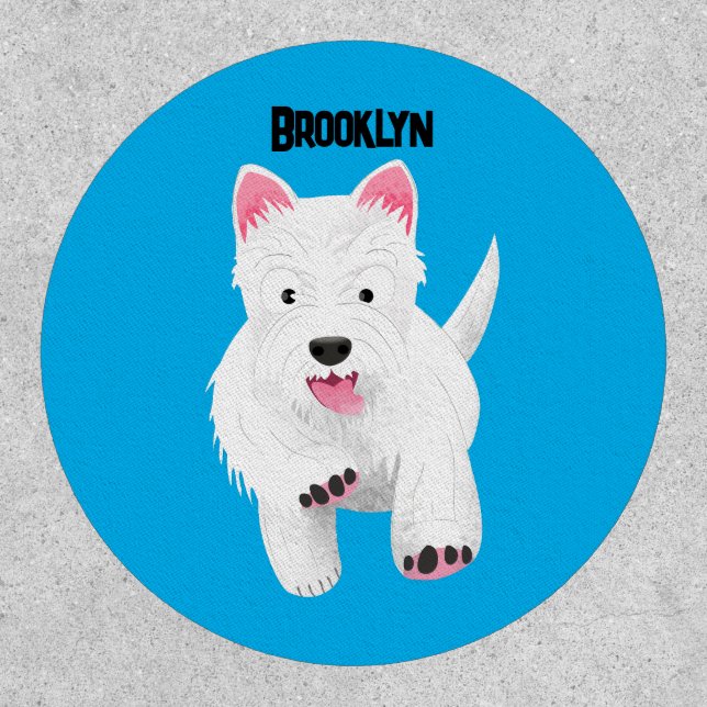 Cute white west highland terrier cartoon patch (Front)