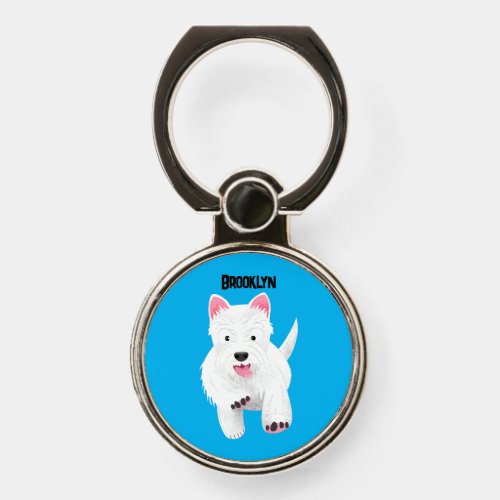 Cute white west highland terrier cartoon phone ring stand