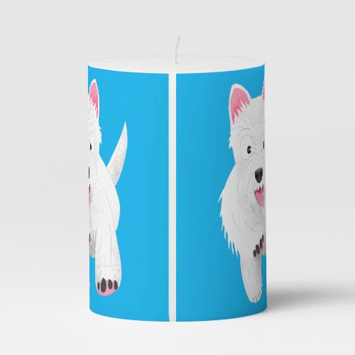 Cute white west highland terrier cartoon pillar candle