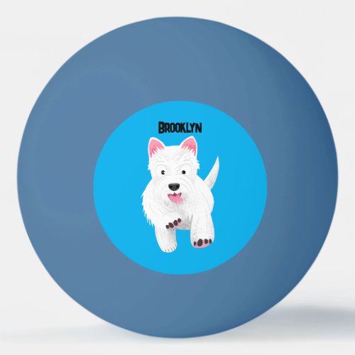 Cute white west highland terrier cartoon ping pong ball