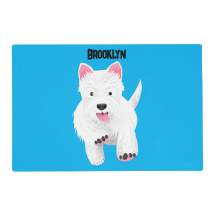 Cute white west highland terrier cartoon placemat