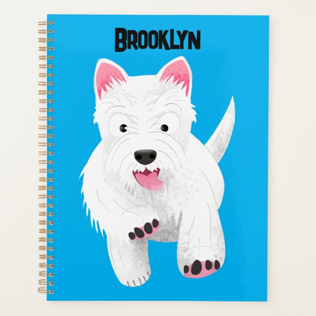 Cute white west highland terrier cartoon planner (Front)
