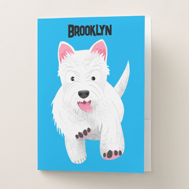 Cute white west highland terrier cartoon pocket folder (Front)