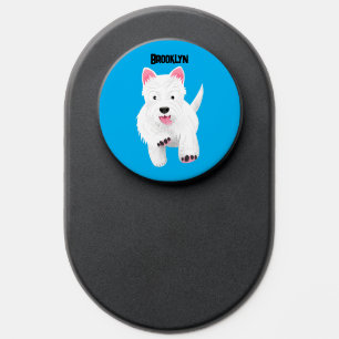 Cute white west highland terrier cartoon PopSocket