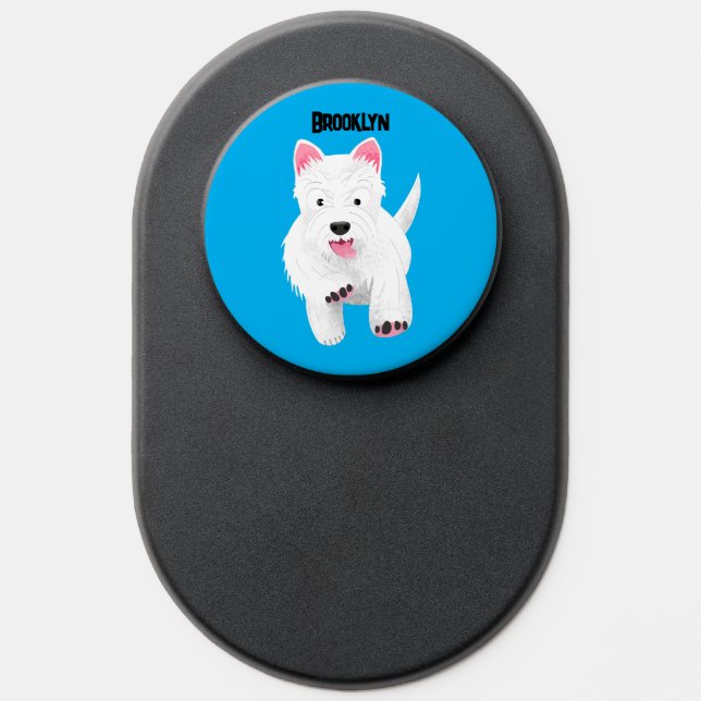 Cute white west highland terrier cartoon PopSocket (Popsocket)