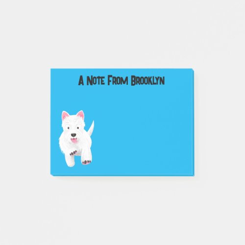Cute white west highland terrier cartoon post_it notes