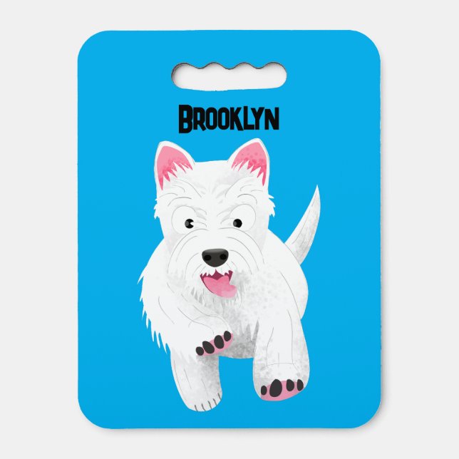 Cute white west highland terrier cartoon seat cushion (Front Vertical)