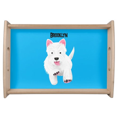 Cute white west highland terrier cartoon serving tray