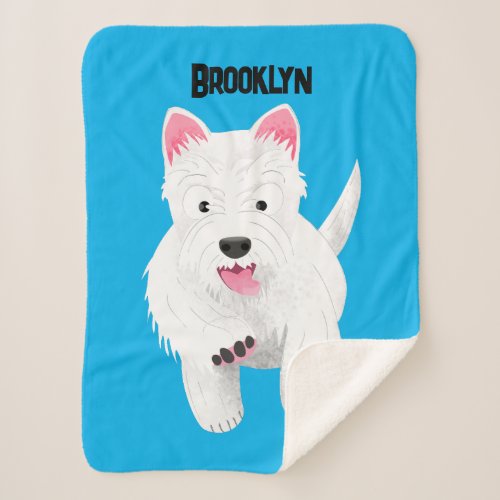 Cute white west highland terrier cartoon sherpa blanket