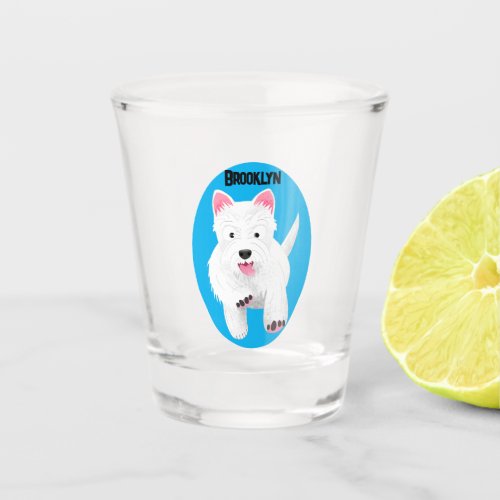 Cute white west highland terrier cartoon shot glass