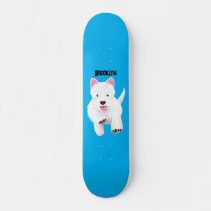 Cute white west highland terrier cartoon skateboard