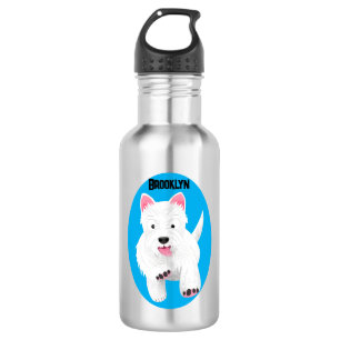 Cute white west highland terrier cartoon stainless steel water bottle
