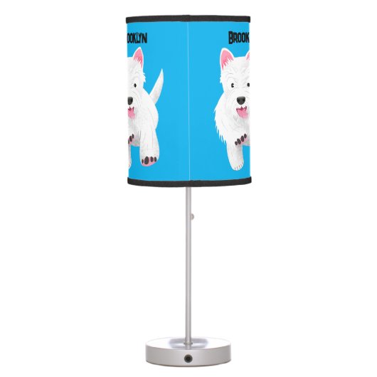 Cute white west highland terrier cartoon table lamp (Back)