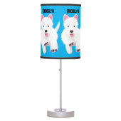 Cute white west highland terrier cartoon table lamp (Front)