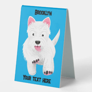 Cute white west highland terrier cartoon table tent