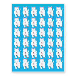 Cute white west highland terrier cartoon temporary tattoos