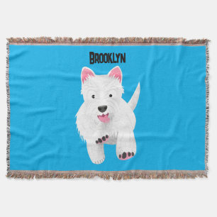 Cute white west highland terrier cartoon throw blanket