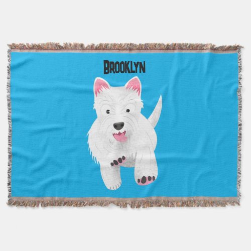 Cute white west highland terrier cartoon throw blanket