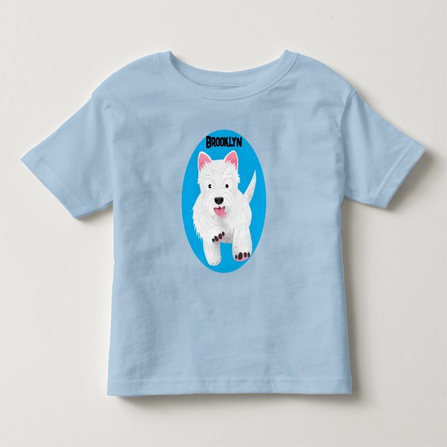 Cute white west highland terrier cartoon toddler t-shirt (Front)