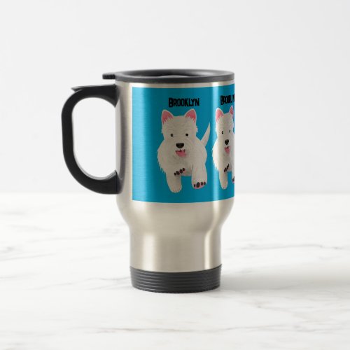 Cute white west highland terrier cartoon travel mug