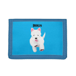 Cute white west highland terrier cartoon tri-fold wallet