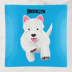 Cute white west highland terrier cartoon trinket tray