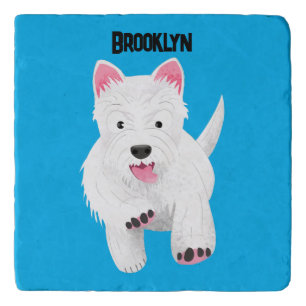 Cute white west highland terrier cartoon trivet