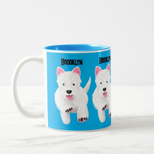 Cute white west highland terrier cartoon Two_Tone coffee mug