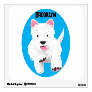 Cute white west highland terrier cartoon wall decal